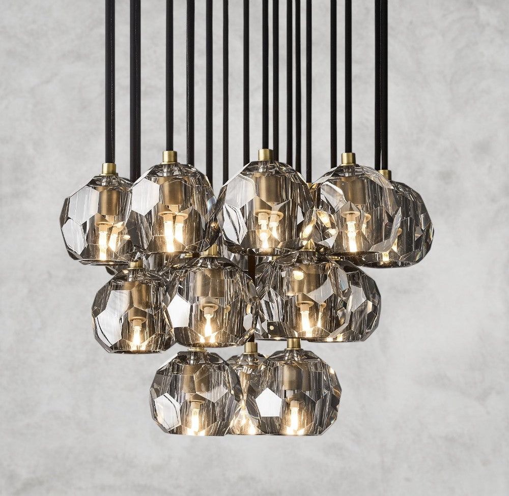 Boule De Cristal Clear/ Smoke Glass Round Cluster Chandelier 14", 19", 24", 30", 40"